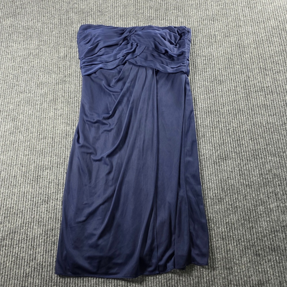 Davids Bridal Navy Blue Strapless Ruched Draped Cocktail Dress Size 6 Bridesmaid